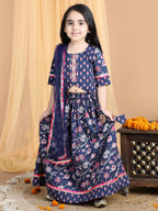 Floral printed Lehenga paired with lace work top and dupatta