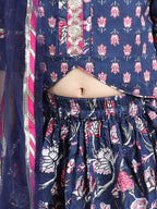 Floral printed Lehenga paired with lace work top and dupatta