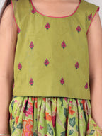 Green Floral foil printed Lehenga set