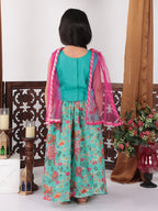 Blue Floral foil printed Lehenga set