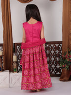 Pink Floral foil printed Lehenga set