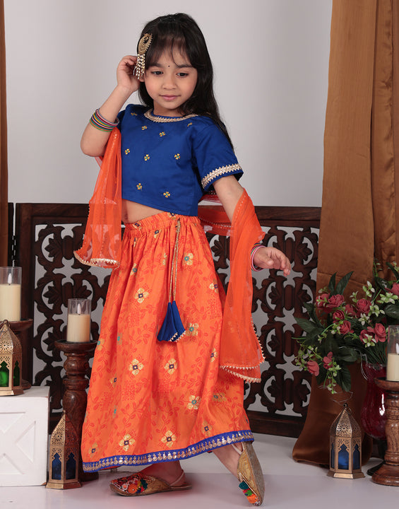 Orange Benarsi Lehenga set