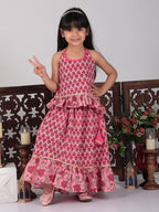 Pink Floral cotton printed Lehenga set