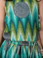 Green Kota printed Lehenga with sleeveless tie on top