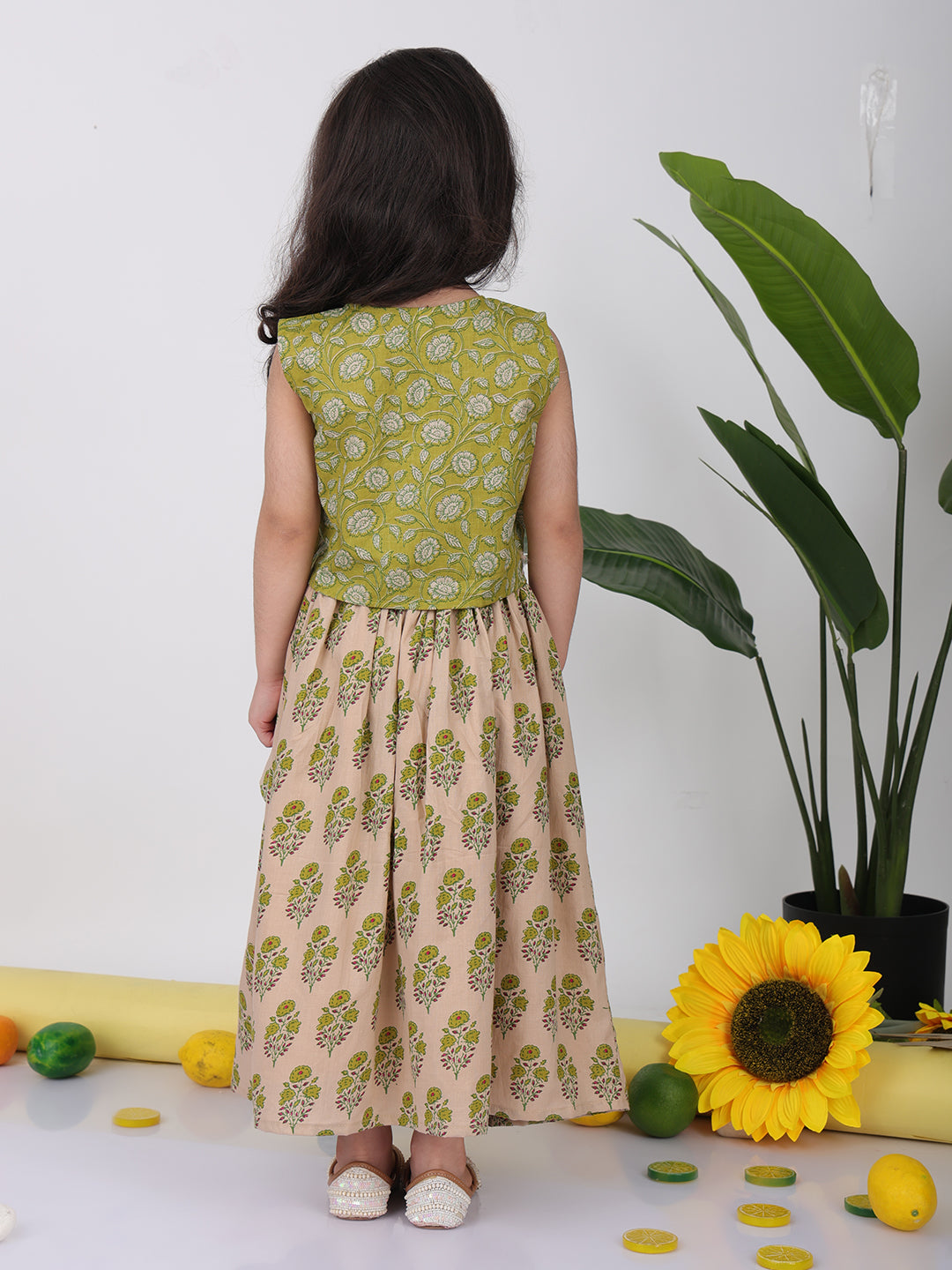 Green Floral printed Lehenga top