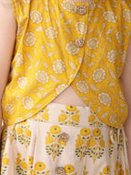 Yellow Floral printed Lehenga top