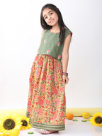 Green Printed Lehenga with embroidered top