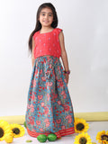 Blue Printed Lehenga with embroidered top