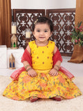 Yellow Flower  Embroidered  Choli & Floral Printed Lehenga With Dupatta