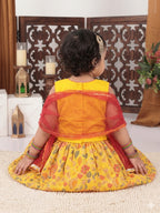 Yellow Flower  Embroidered  Choli & Floral Printed Lehenga With Dupatta