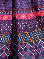 Embroidered Top with printed blue lehenga and dupatta