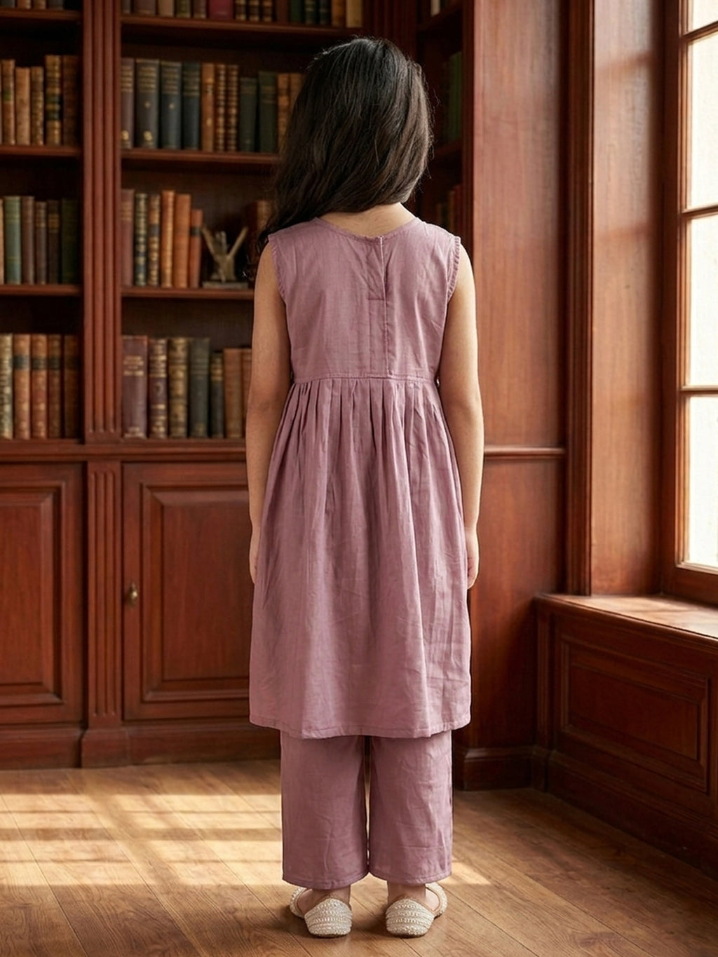 Kinder Kids Purple Embroidered Kurti With Purple Pant