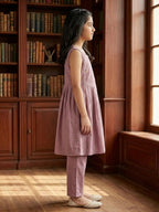 Kinder Kids Purple Embroidered Kurti With Purple Pant