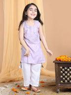 Purple embroidered Kurti set