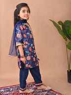 Blue printed Kurti with Plazo and dupatta