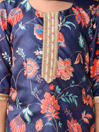 Blue printed Kurti with Plazo and dupatta