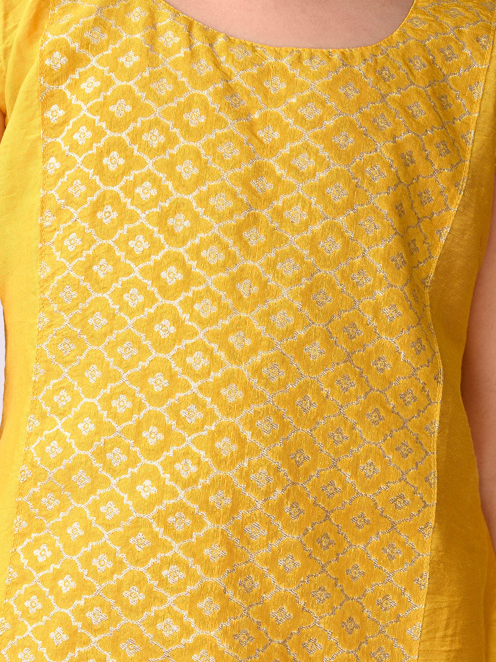 Yellow jacquard Kurti with pant