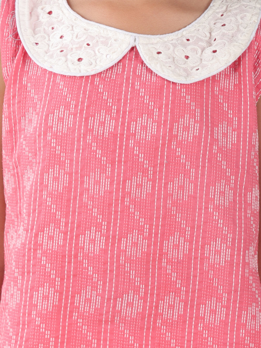Peach sleeveless katha Top with white pant