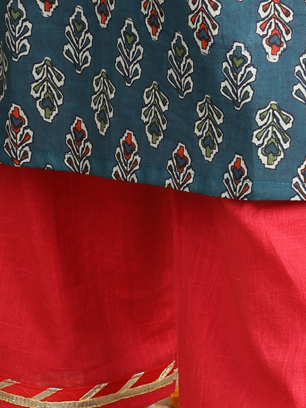 Blue Cotton Floral Printed Kurti set