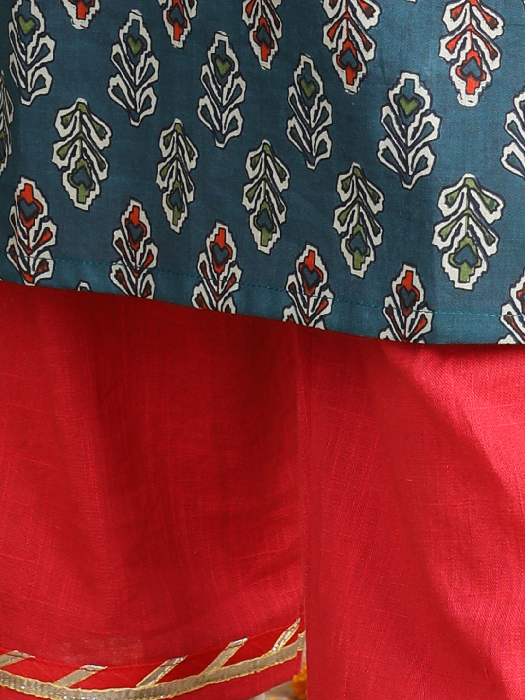 Blue Cotton Floral Printed Kurti set
