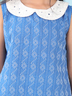 Blue sleeveless katha Top with white pant