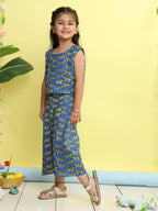 Blue cotton tiger printed cord set