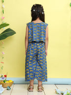 Blue cotton tiger printed cord set