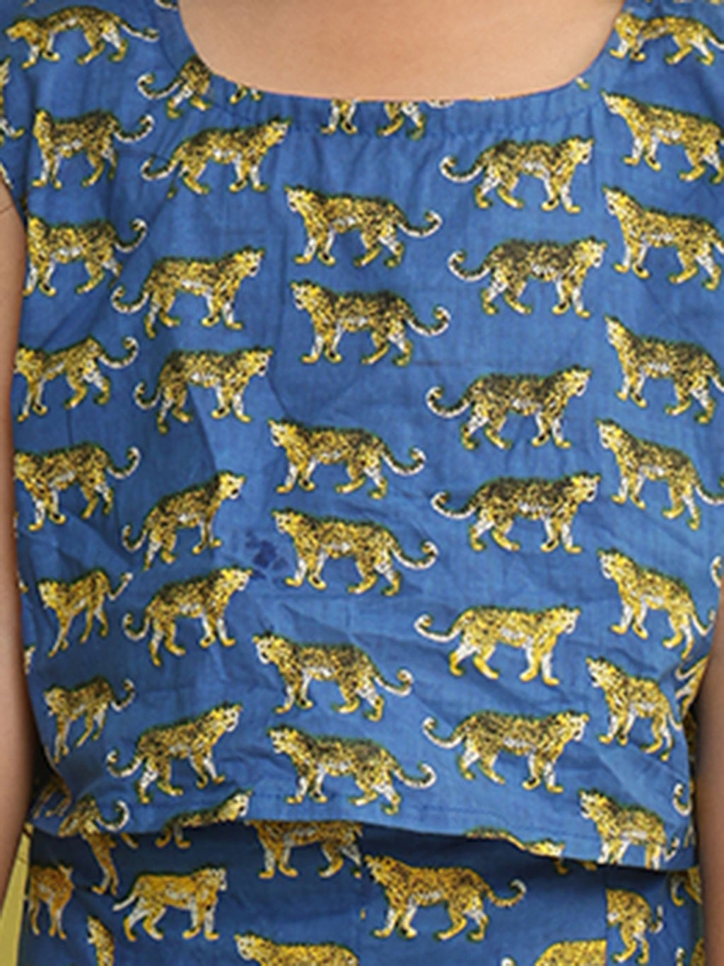 Blue cotton tiger printed cord set
