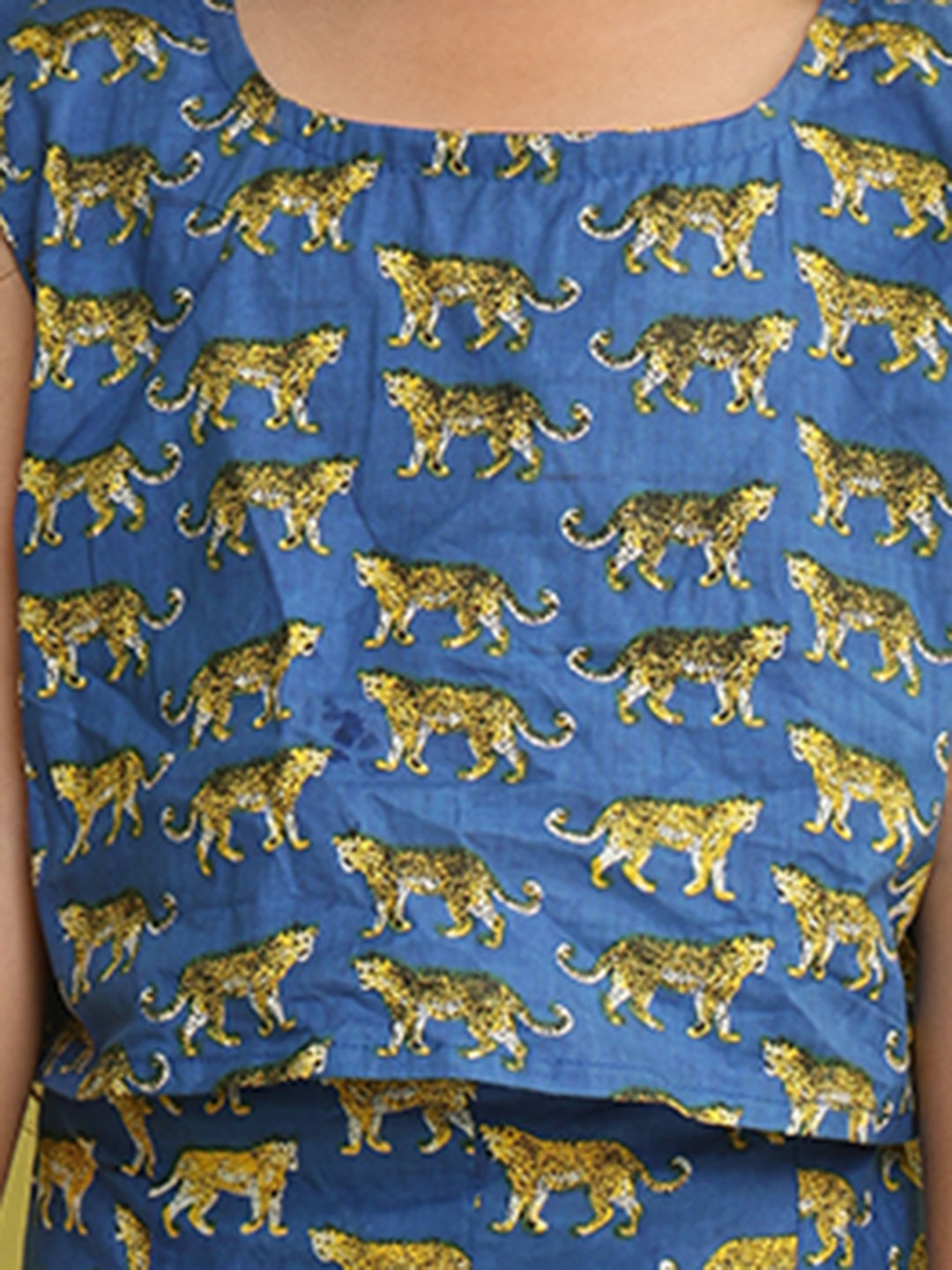 Blue cotton tiger printed cord set