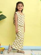 White cotton tiger printed cord set