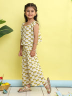 White cotton tiger printed cord set