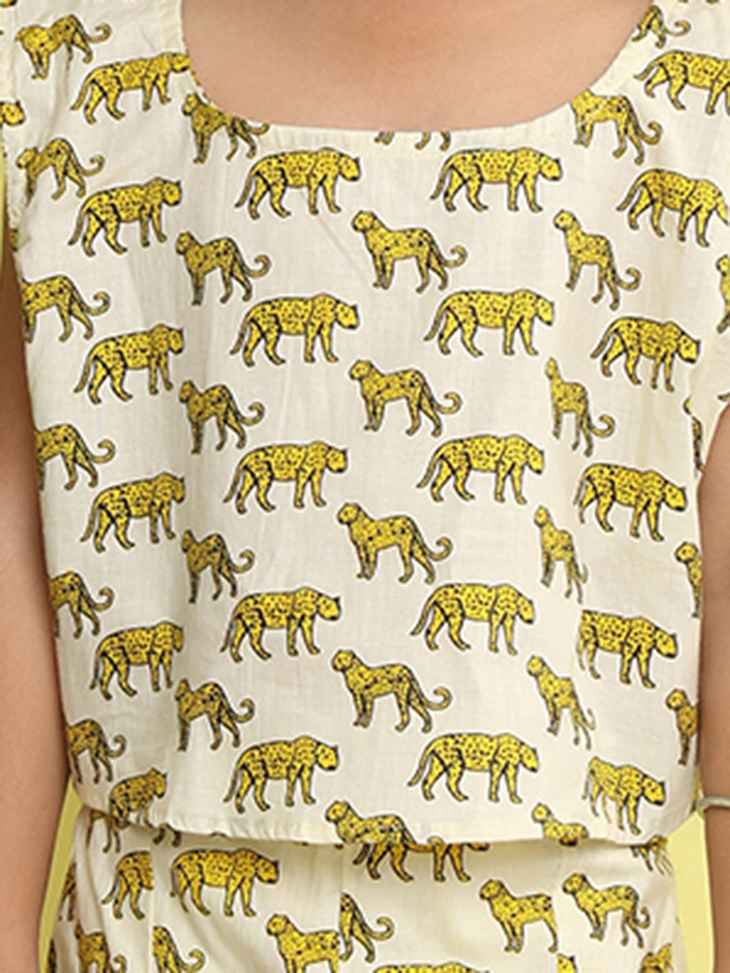 White cotton tiger printed cord set
