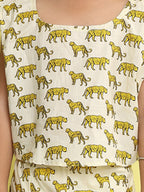 White cotton tiger printed cord set