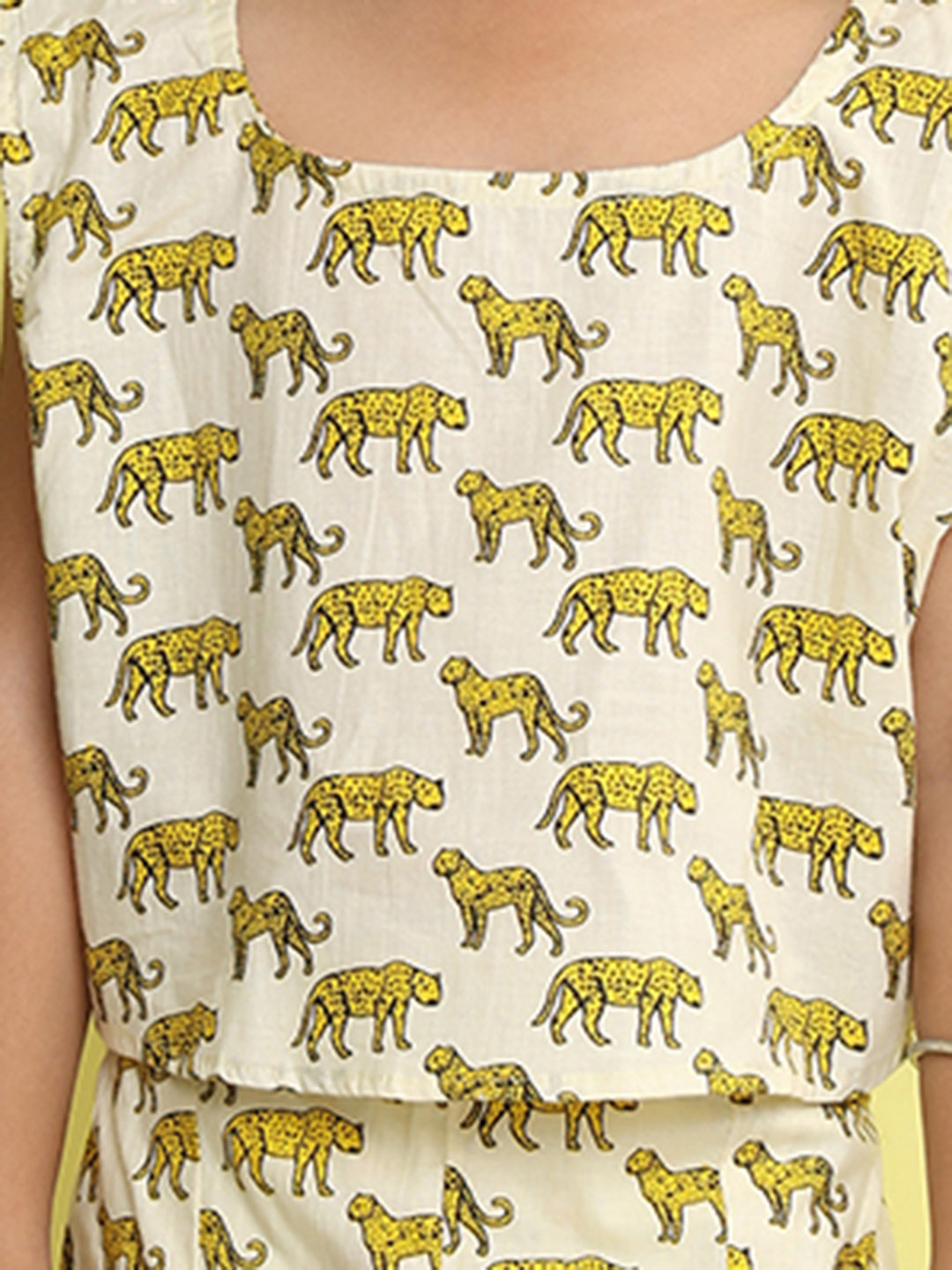 White cotton tiger printed cord set