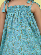 Blue sleeveless Top with white  pant