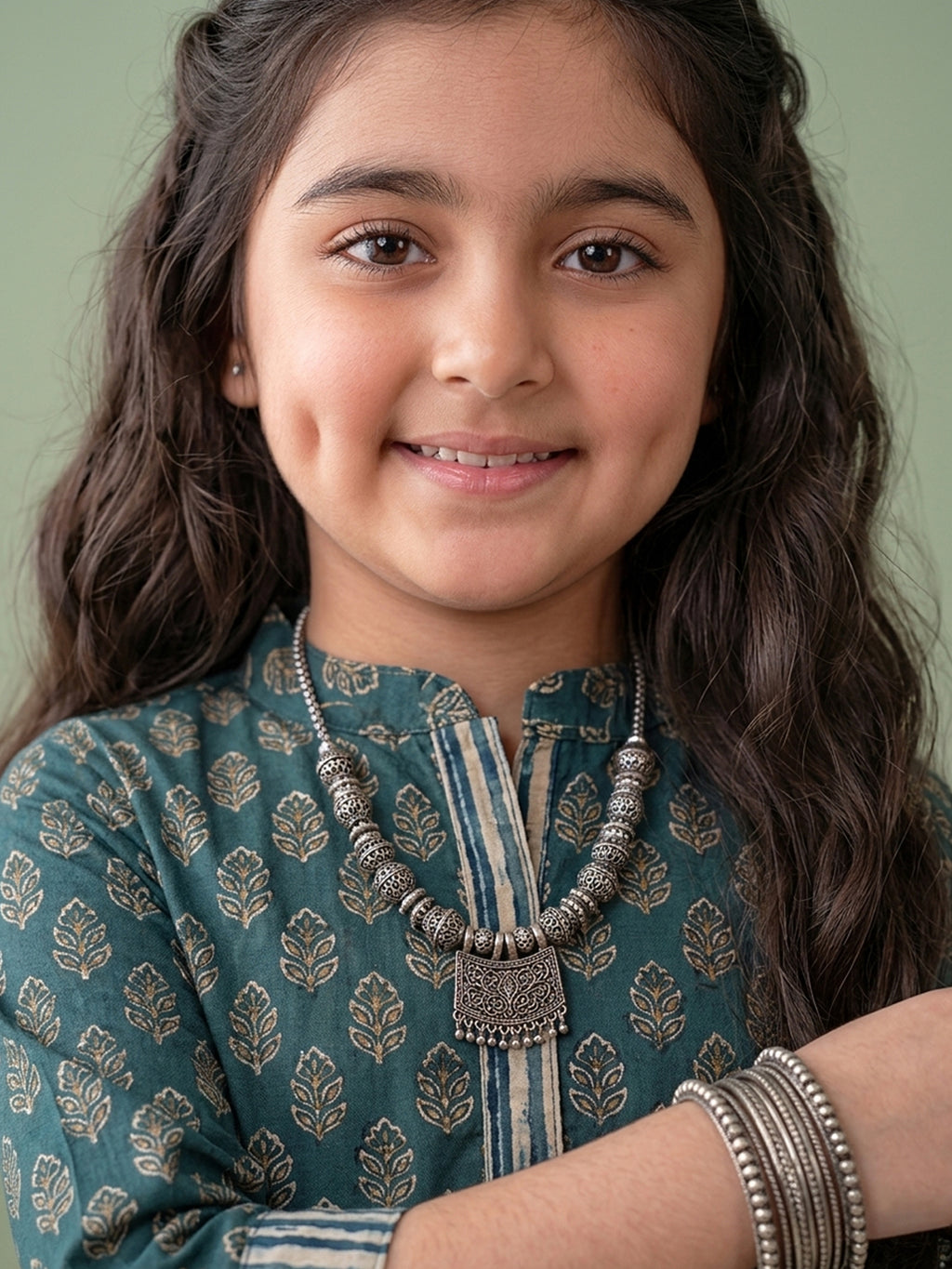 Blue Floral 3/4 sleeves short kurti with stripped printed pant