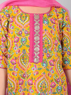 Yellow & Pink Floral Kurti set