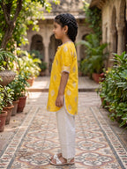 Kinder Kids Yellow Printed Top with White Pant