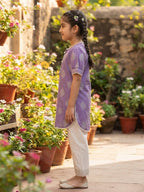 Kinder Kids Purple Printed Top with White Pant