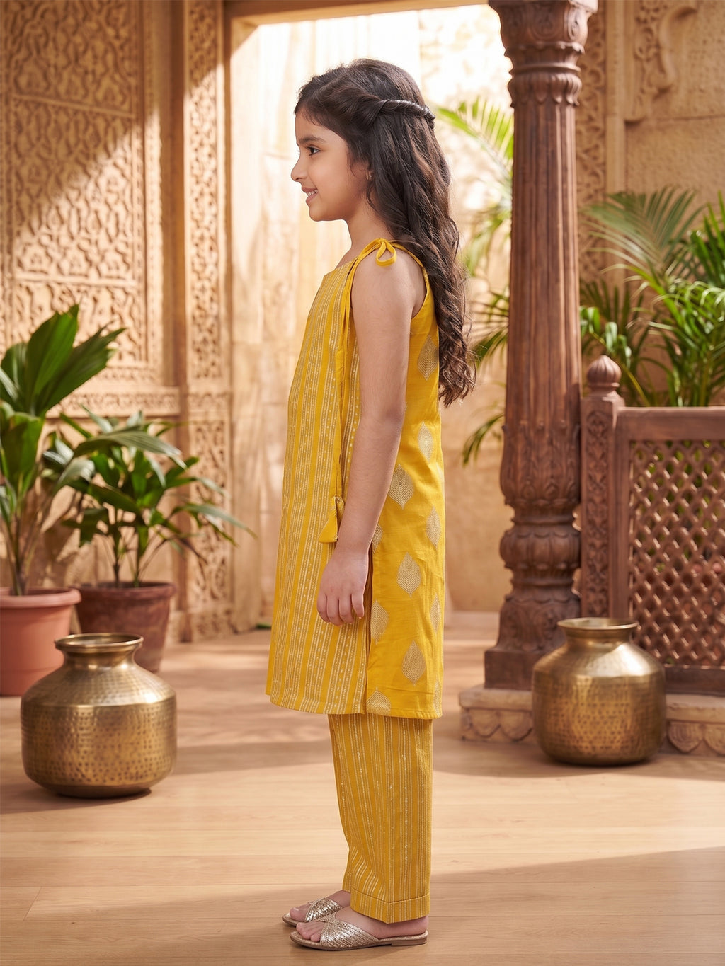 Kinder Kids Yellow Stylish Kurta Pant Set