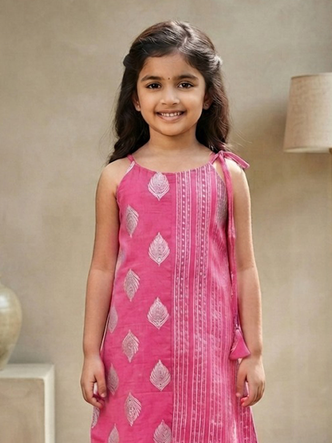 Kinder Kids Pink Stylish Kurta Pant Set