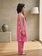 Kinder Kids Pink Stylish Kurta Pant Set