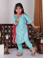 Blue embroidered Kurti set