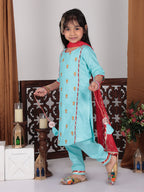 Blue embroidered Kurti set