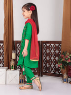 Green embroidered Kurti Set