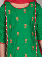 Green embroidered Kurti Set