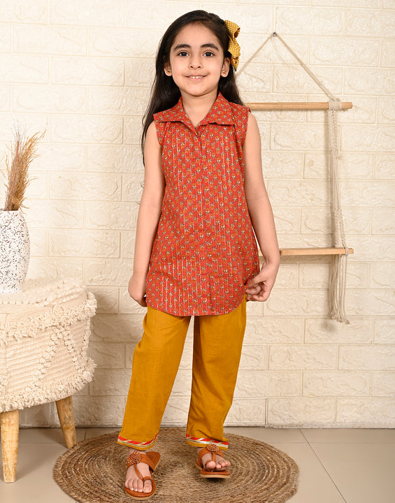 Red Kurti with Yellow Pant