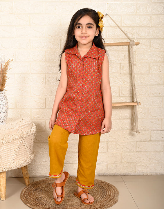 Red Kurti with Yellow Pant