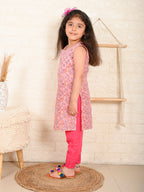Pink Sleeveless Kurti Set