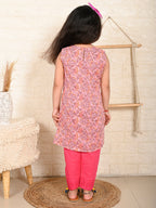 Pink Sleeveless Kurti Set
